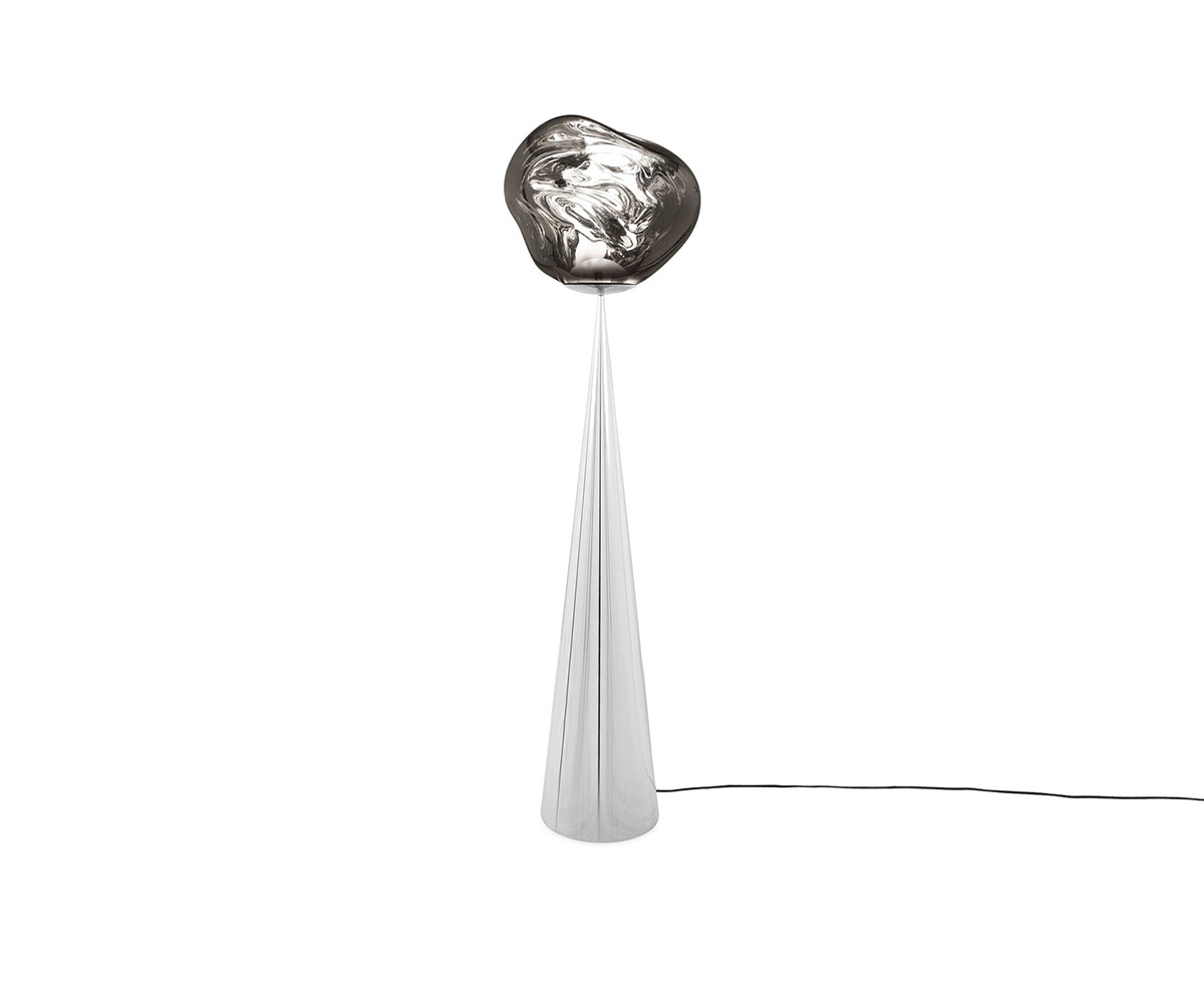 Ｔｏｍ Ｄｉｘｏｎ トム・ディクソン 立ち会い場ともし火 立ち会い場照明ランプ MELT CONE FAT FLOOR SILVER（メルトコーンファットフロアシルバー） 高さ1740粍 無座標軸調光 6.0W 3000K 差し込み・外付取り替えっこ付き添い人 クローム LED内蔵 MELT CONEFAT FLOOR SILVER CHROME
