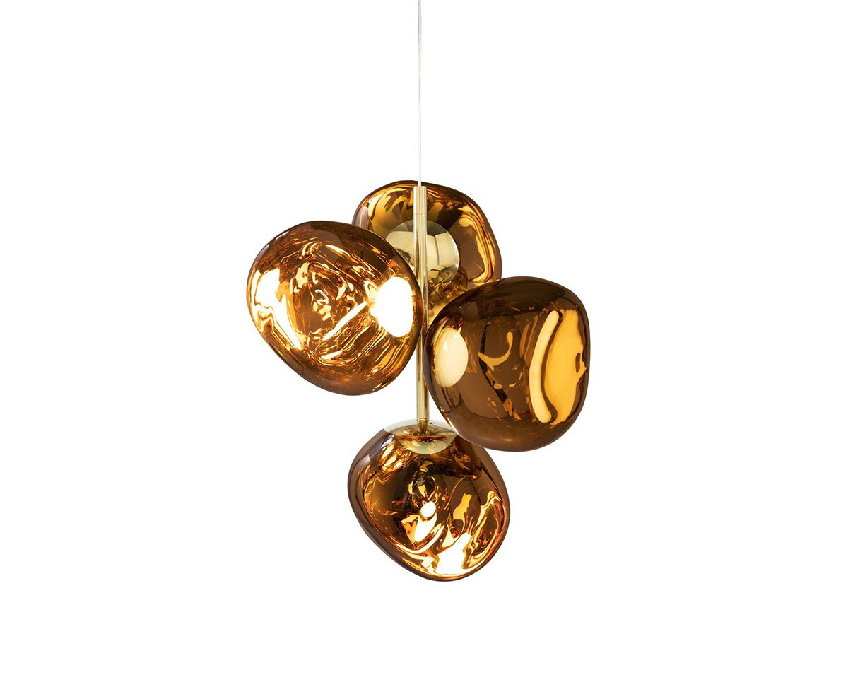 Ｔｏｍ Ｄｉｘｏｎ　トム・ディクソン　シャンデリア　MELT MINI CHANDELIER（メルトミニシャンデリア）　簡易取付/引掛シーリング（引掛ローゼット/ハンガー付のみ）　定格光束3200lm　内蔵LED24W　3000K　ゴールド　MELT MINI CHANDELIER GOLD-ST