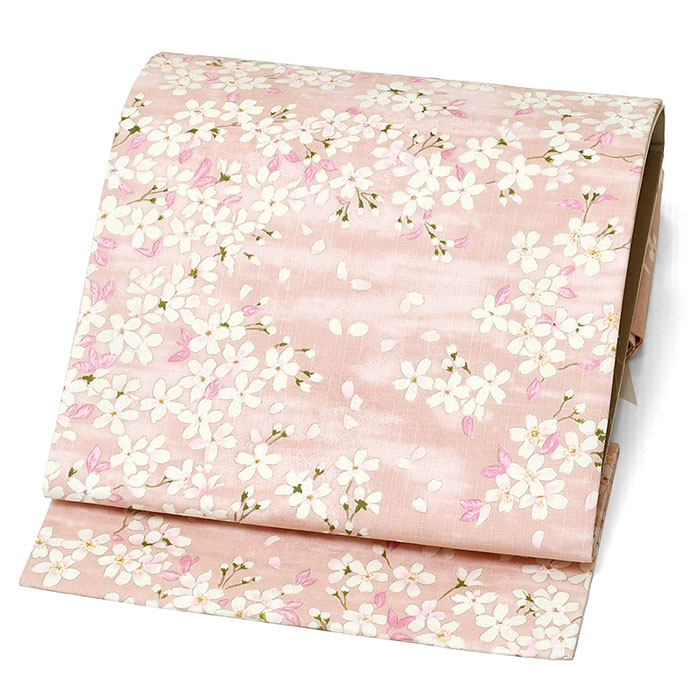 ※予約販売：4月中～順次※　17800 洗える 九寸 名古屋帯 さくら 【 日本製 】 総柄 仕立上り 洗える 【 木綿 】 変わり織 名古屋帯 名古屋 仕立上り 【 国産 】着物 浴衣 帯 お太鼓 九寸名古屋帯 紬 小紋 綿 カジュアル レディース 桜 ongy274