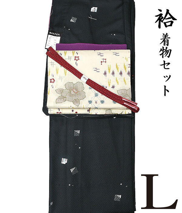 32360 【 晩秋冬春 ♪ 御召しもの ４点仕掛ける   極 】 【 L 袷 】胴抜き仕立てもの  洗える御召しもの  + 【 綿織物 】 洗える九寸名古屋帯  + 二越ちりめん 洗える帯揚げ + 正絹 帯〆  小紋  粋 レトロ コーデ 今めかしい 今めかしい as-1556 appk1418-l ongy270 4746