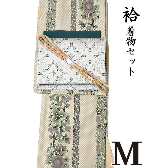 【10】24710【 晩秋冬春 ♪ 着物４点セット 】 【 Ｍ 袷 】 洗える着物 + 【 国産 】 洗える八寸名古屋帯 + 二越ちりめん 洗える帯揚げ + 正絹帯〆 【４点セット】小紋 地紋 粋 レトロ コーデ モダン as-1542 pngy484 appk1450-m 4584
