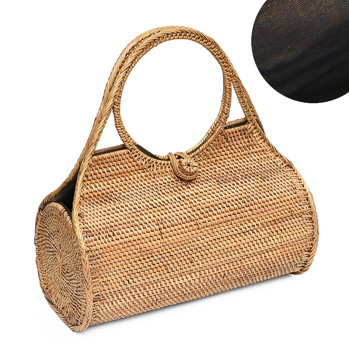 手作り アタバッグ カゴバッグ インドネシア産 ボストン 着物