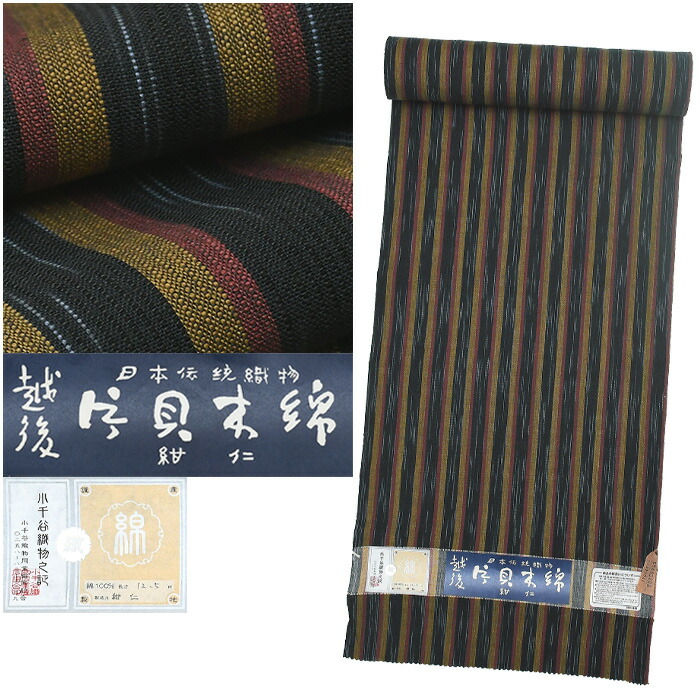 【20】【越後 片貝木綿】【未仕立て】小千谷 木綿 紬 小紋 綿 紺仁工房 小紋 反巾約39cm 長さ約12.5cm もめん【メール便不可】mmn-kt49｜和ごころ　きもの屋