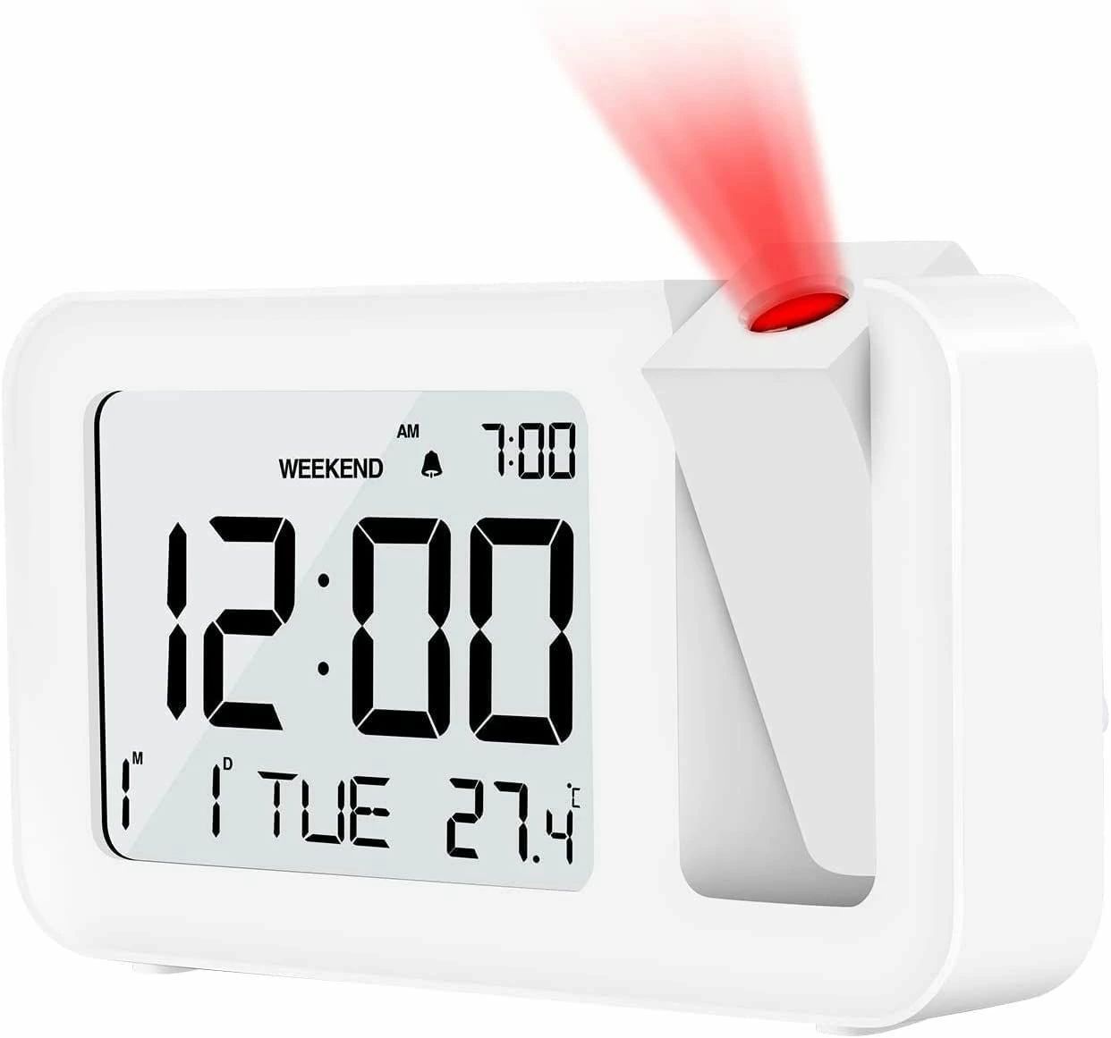 楽天市場】プロジェクション目覚まし時計ホワイト ブラック グレー