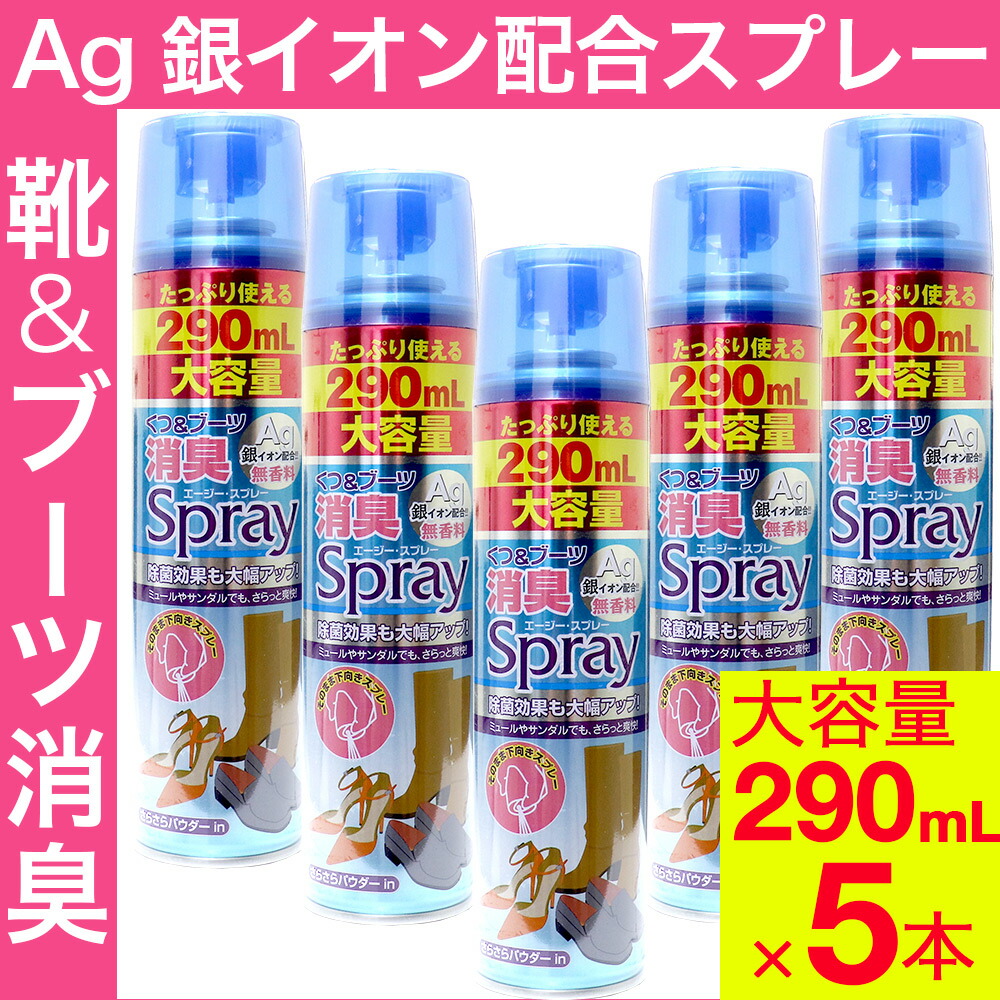 市場 消臭 靴とブーツ 290mL×5本セット スプレー イオン配合 Ag