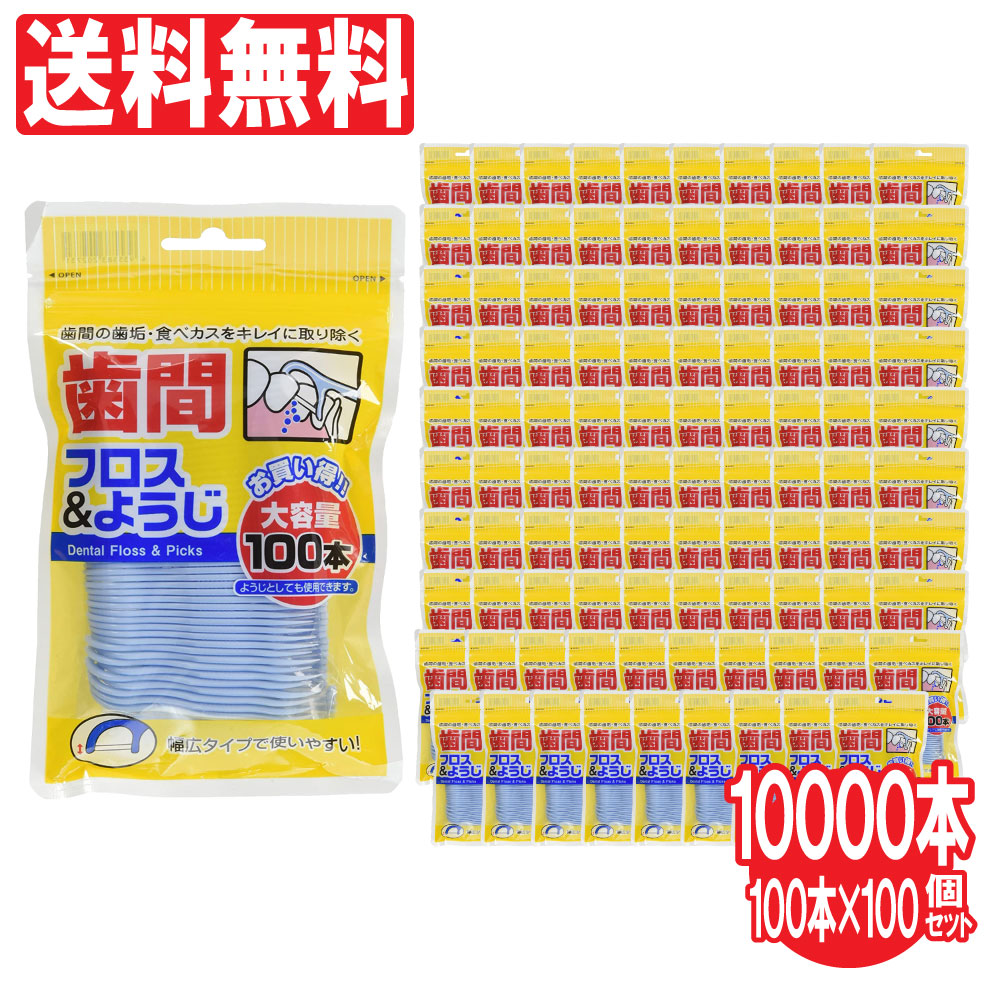 限定価格セール！ 歯間フロスようじ 100本×100個セット 計10000本セット 歯間ブラシ 大容量 フロスピック 歯間清掃 歯間 ようじ デンタル  糸 ピック fucoa.cl