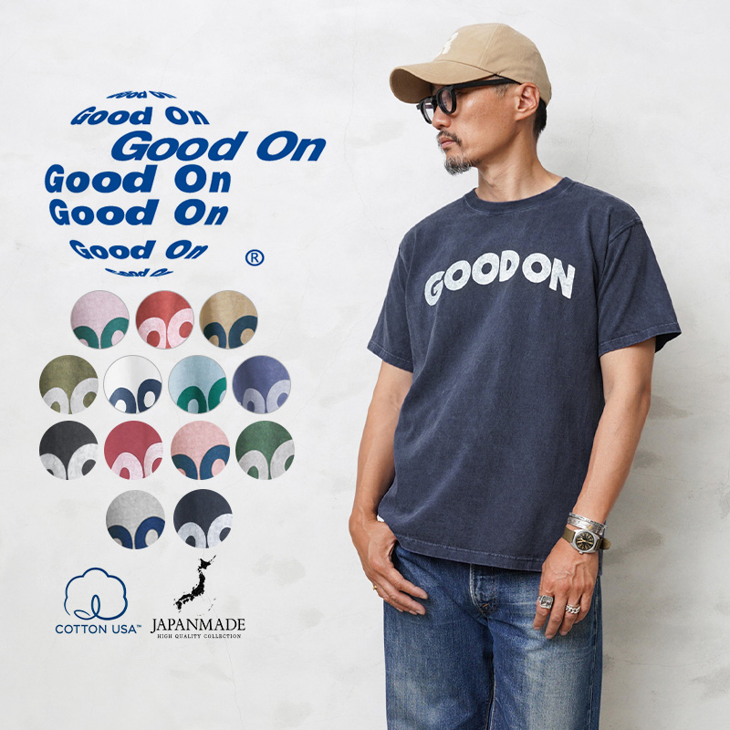 楽天市場】【あす楽】クーポンで最大18%OFF☆Good On グッドオン OLSS-541 S/S GOOD ONロゴ クルーネックTシャツ  日本製【Sx】【T】｜ロゴTシャツ プリントTシャツ メンズ アメカジ トップス 半袖 米綿 USAコットン ブランド おしゃれ 顔料染め  ピグメント染め 大きい ...