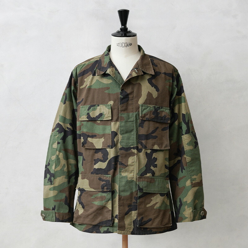 実物 新品 デッドストック 米軍 BDU WOODLAND CAMO ジャケット 中期型 ノンリップ【クーポン対象外】【I】｜ミリタリー アウター メンズ レディース 迷彩 カモ柄 カモフラ ウッドランド アメリカ軍 軍放出品 薄手 おしゃれ