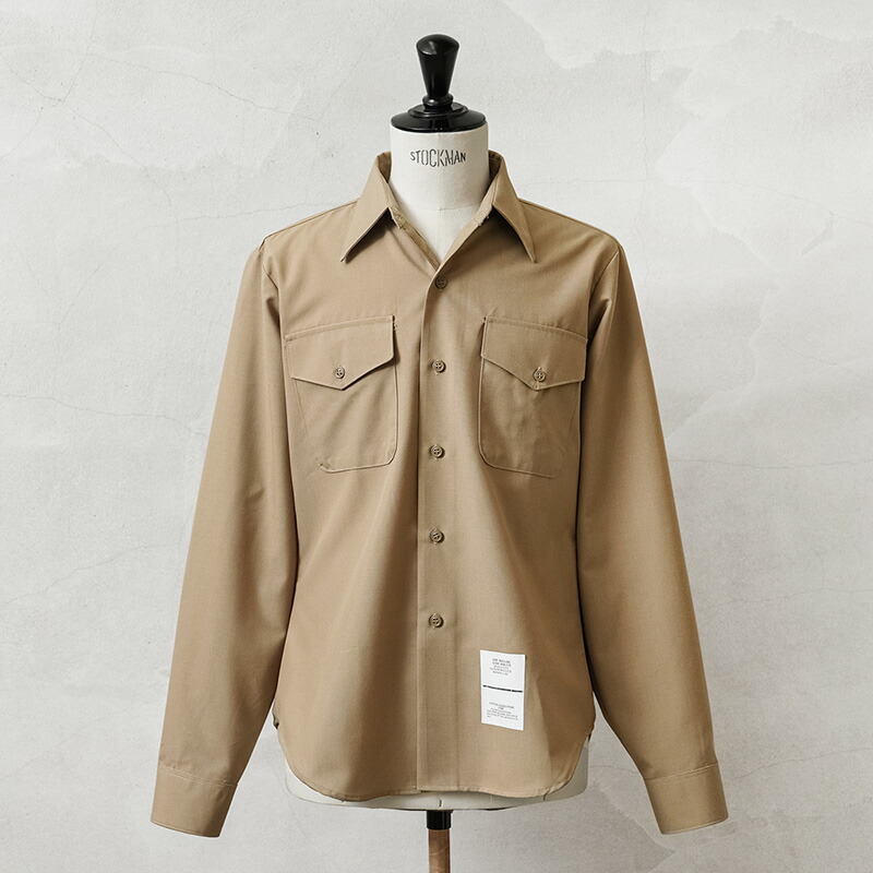 実物 新品 デッドストック 米軍 DSCP L/S サービス ドレスシャツ KHAKI プレス無し【クーポン対象外】【I】｜メンズファッション ミリタリー アメカジ ロングスリーブ カーキ ウール 制服 ヴィンテージ 古着 カジュアル トップス