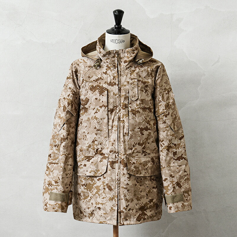 【3月新商品】実物 USED 米海軍 NWU GORE-TEXパーカー TYPEII AOR1 DESERT【クーポン対象外】【I】｜ミリタリー メンズ ゴアテックス パーカー 防水 レインウェア カモフラ 迷彩 ワイパー 春