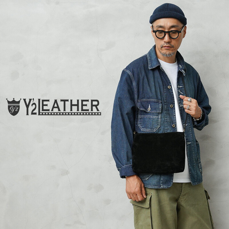 【最短即日発送】Y’2 LEATHER ワイツーレザー BG-18 ナチュラルスカーホース ROUGHOUT サコッシュバッグ MADE IN JAPAN【クーポン対象外】【T】｜メンズファッション レザーバッグ 肩掛け ショルダー 日本製 スエード 革 本革