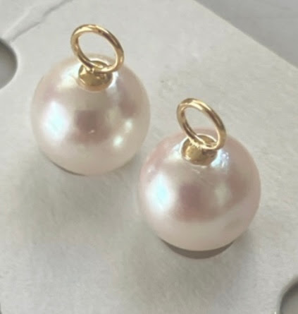 【花珠級】あこや真珠　K14 WG チャーム (内径約2.5ｍｍ)(ピアス用) 7mm-7.5mm ホワイトピンク 品質証明書付き あこやパール アコヤパール　フープピアス　本真珠　6月誕生石　通販 　211g