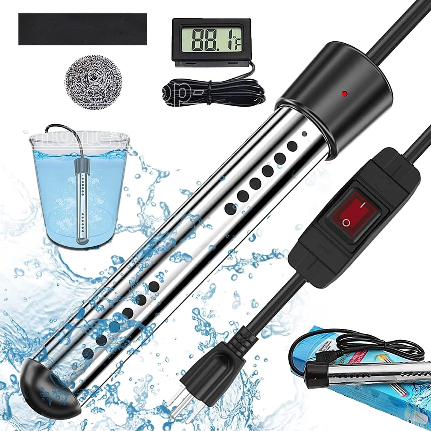 1500 W携帯型給湯器、304ステンレス鋼鋼のかばい立てが時限オフ、オーバーヒート押しとどめる、使い分かりやすい、ホットタブヒーター用の浸水式給湯器を備えています