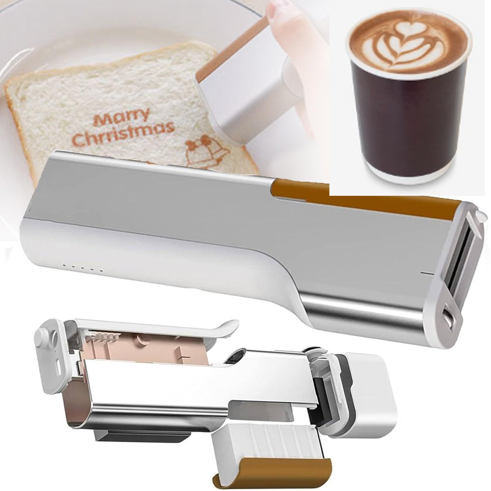 ミニフードプリンター、携帯型PrintPen、無線電話無線LANフルカラーモバイルプリンター、取りはらい能力のあるなインキ薬莢付き添い人、珈琲、食麺麭、西洋菓子、ビスキットのかざり付ける用 Brown