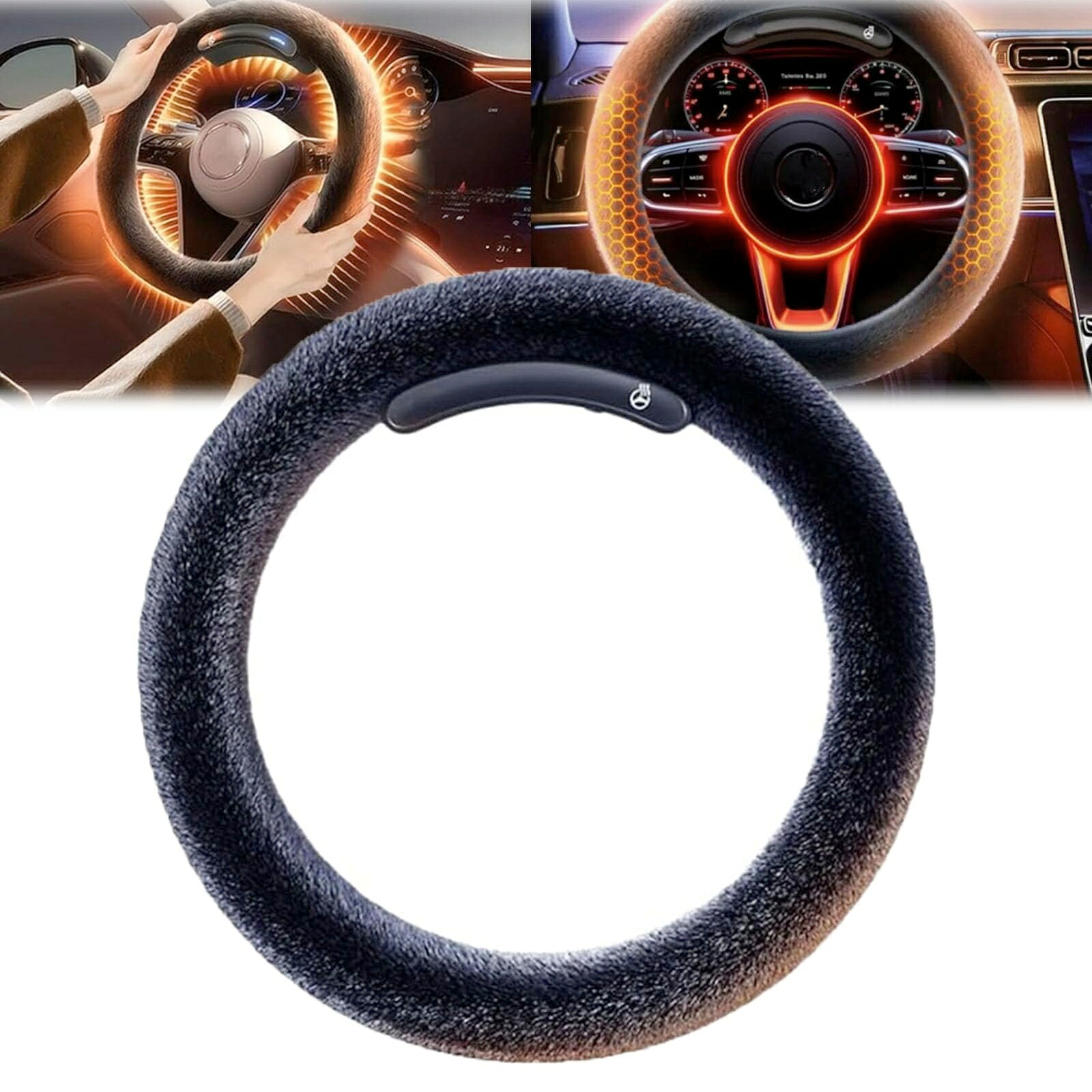 ハンドルヒーター 車 ワイヤレス 充電式 車のハンドル ヒーター O/D型ステアリングー 10秒で急速加熱 2段階温度調節 安全で滑りにくい素材 15 Inch/38cm 加熱カバー ー ステアリングカバー O型 0~-20℃