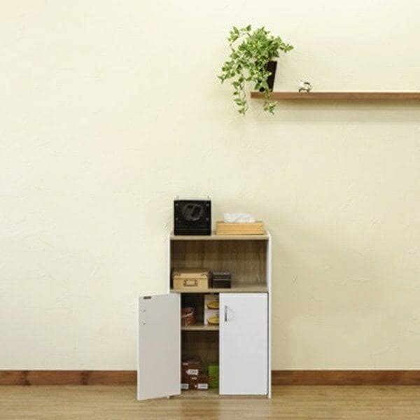 きオープンシェルフ 開けっ広げ仕合わせ 納める棚 木製 3段 幅50 奥ぶかさ31 高さ80糎 ツートンカラー