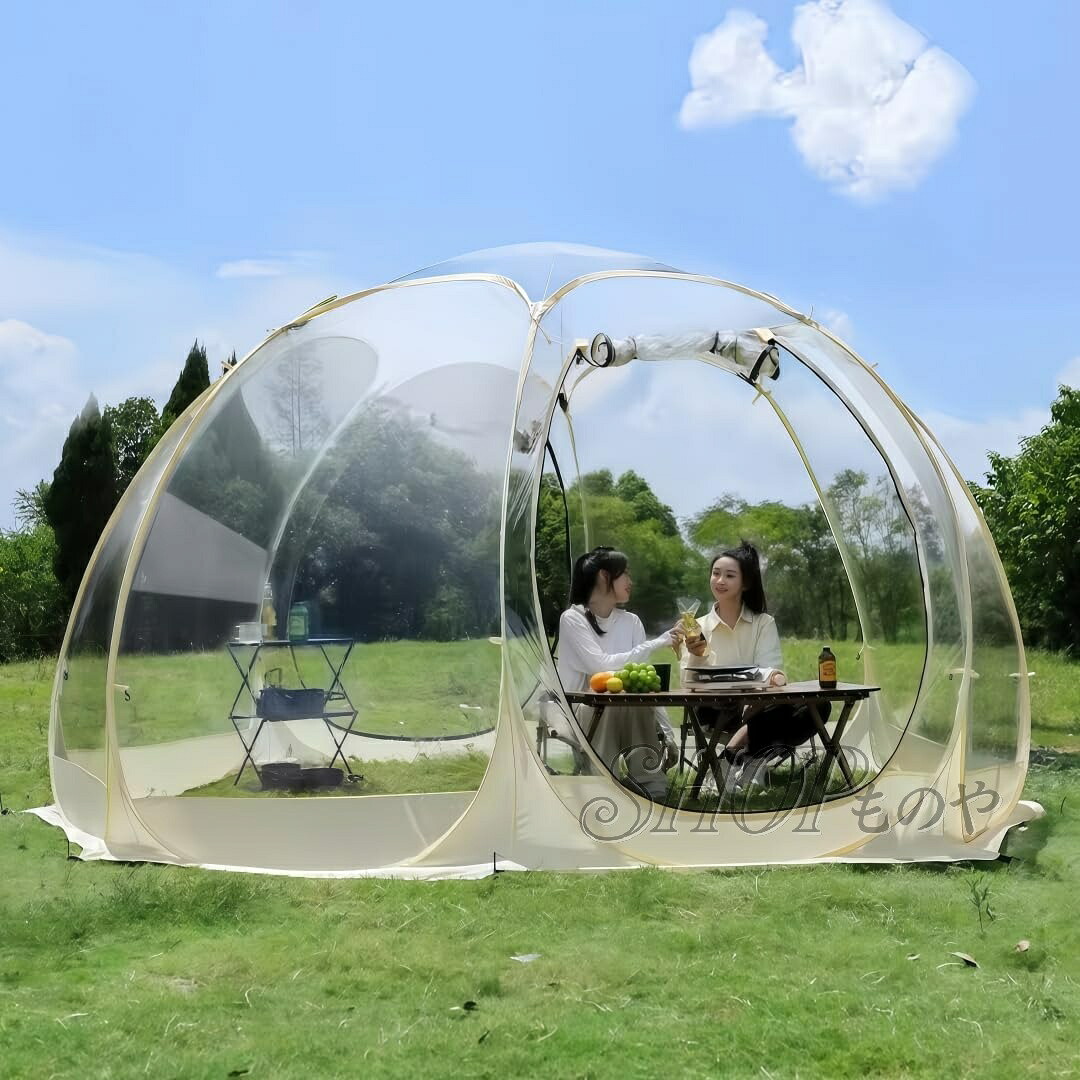 ポップアップテント 大型 10-15人用 バブルテント ガゼボ ドーム 360&deg;全透明 PVC屋外テント 防水 簡易設置 キャンプ/ホームパーティー用｜ワイズ商店