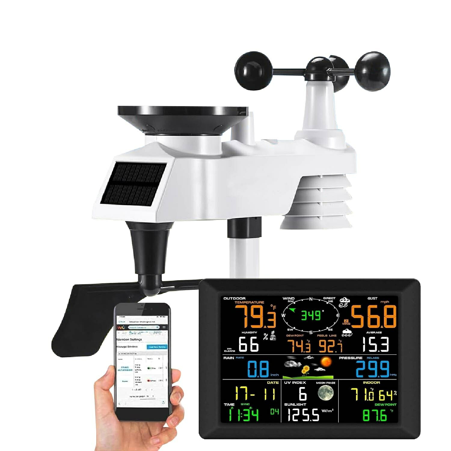 ウェザーステーション 気象状況観察備品 気象状況計 身寄り用 小型 練りあわせる気象状況検出器 無線電話 WIFI繋ぎ合わせる 気象状況計 ソーラーダイアログボックス付 資料瓦書きあらわす 風速計/風向計/体温/湿度/雨量計/空圧計/UV/照明 室外気象状況位置づけるに 授業時間用 お百姓さん用 修める者用 気象状況観察とり備える