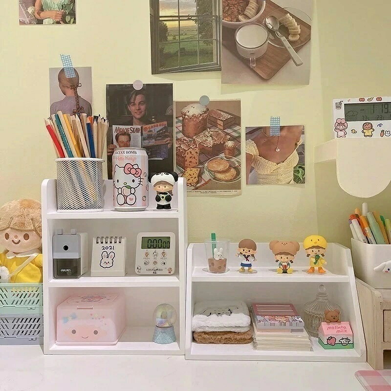 略白飾りつけ架お嬢さん心大学生机納める架盲箱かざり付ける品収納箱木質