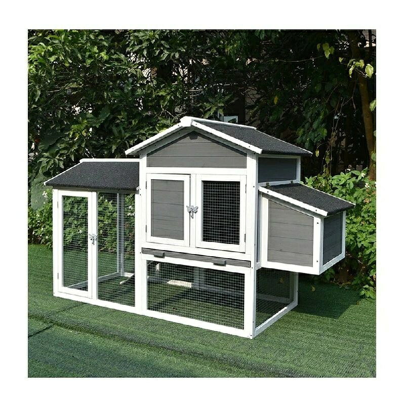 ケージ木製鶏小屋屋外鳥かご 大型チキン小屋ウサギ小屋産卵 アウトドア 家禽ケージ6羽の鶏用の大きな鶏小屋換気ドアと取り外し可能なトレイ付きの小動物ペットハウスマルチドアデザイン 滑り止め階段 防雨 組み立て簡単複数のドア付き トレー付き ワイヤーメッシュ家庭用｜ワイズ商店