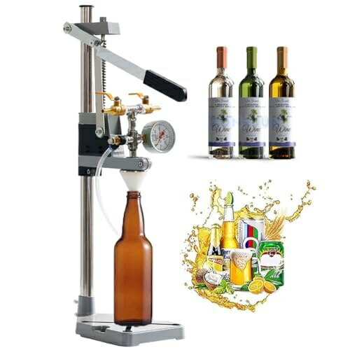 ビールボトル充填機手動逆圧ボトルフィラー、圧力計と排気バルブ付きワイン飲料消泡充填機、10-50mm充填ボトル口、液体充填ツール