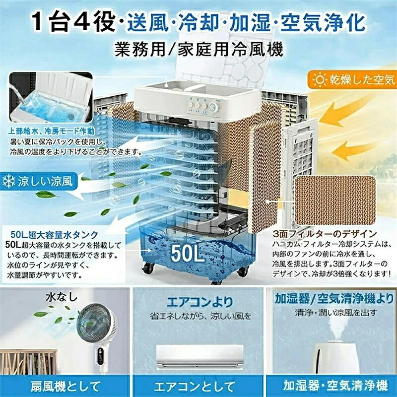 冷風機 お役目用 冷風扇風機 斑点模様空調設備 一台四役 サーキュレーター 空調設備 200W 風量4500m2/h 3座標軸風力合わせる 自動小銃首商い口120° 空気の状態汚れのない 省エネ 工業プラント バス発着場 寝部屋 いき込み症打つ手グッズ 暑さ打つ手グッズ当てはめる畳数 約16～24畳