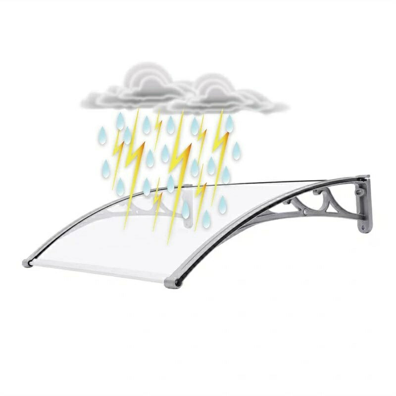 屋根 ひさし 庇 後付け 雨よけ 玄関ひさし 窓オーニング テラス屋根雨雪保護 梅雨対策 パティオ日除け 日焼け対策 窓の屋根 PC耐久ボード アルミ合金ブラケット 頑丈で耐久性 組み立てが簡単
