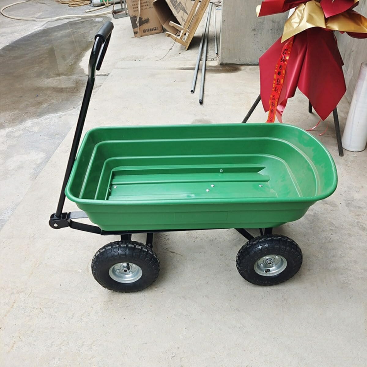 苑地4輪車 ダンプカートカート キャンプカート 持ちはこび手押し車 今めかしい 空気の状態タイア リアカー 引っ張ること 手押し車 園芸 アウトドア 畑やり方 苑地 難民キャンプ 手押し車 土 砂 農林 室外 ガーデニング 庭 芝地 釣りあい性 高耐久
