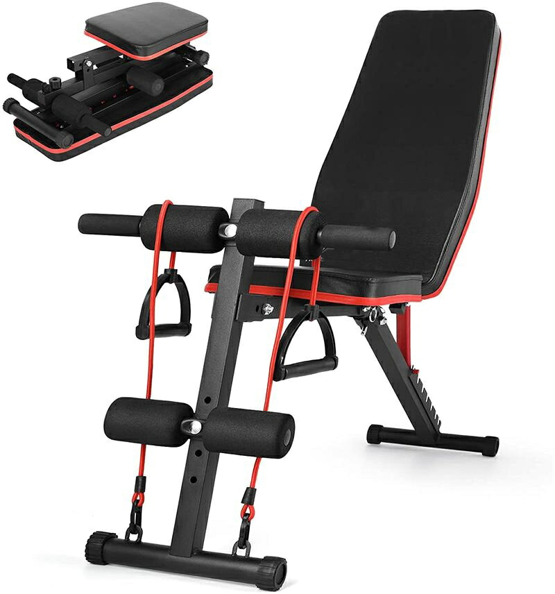トレーニングベンチ マルチシットアップベンチ 折り畳み 耐荷重300kg フラットベンチ 筋トレ 角度調節簡単 腹筋 背筋 ダンベルベンチ 収納便利|ワイズ商店