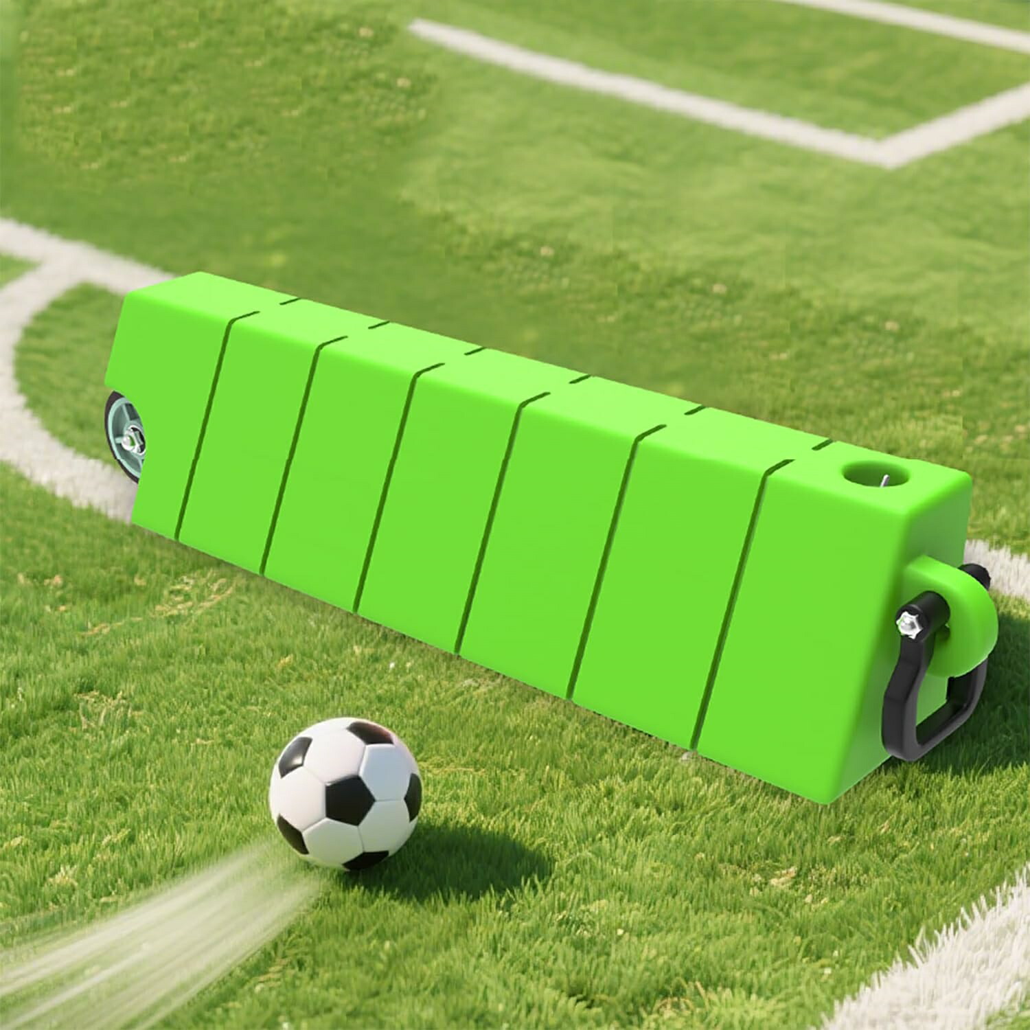 サッカーウォールキックリバウンダーボード、ボレーとグラウンドパスに2つの角度、水を入れ可能、車輪付き、パススキル向上、108×25cm×30cm