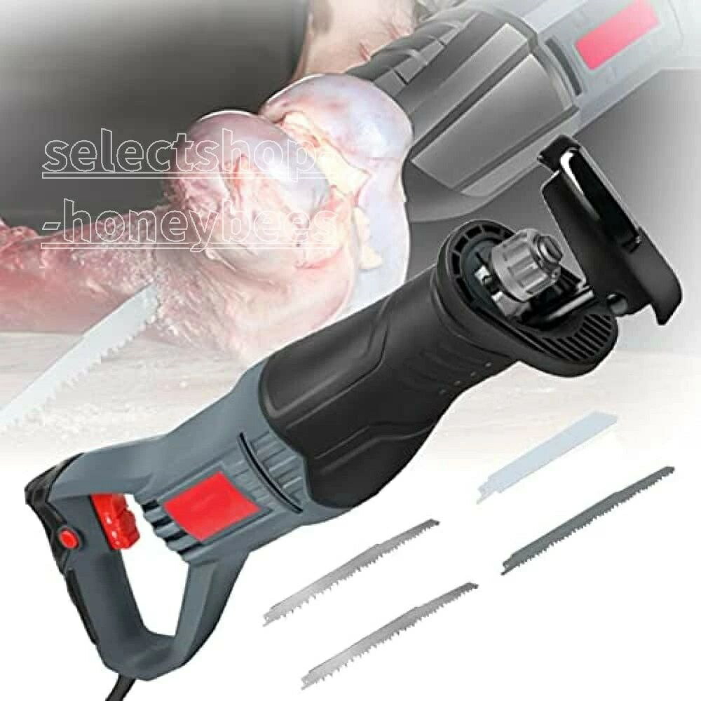 電動 肉骨鋸 750W ハイパワー 往復のこぎり 替刃4本付 ボーンソー ミートソー 骨切り 枝肉 解体 冷凍肉 金属 木材 剪定 家庭用 業務用 持ち運び便利