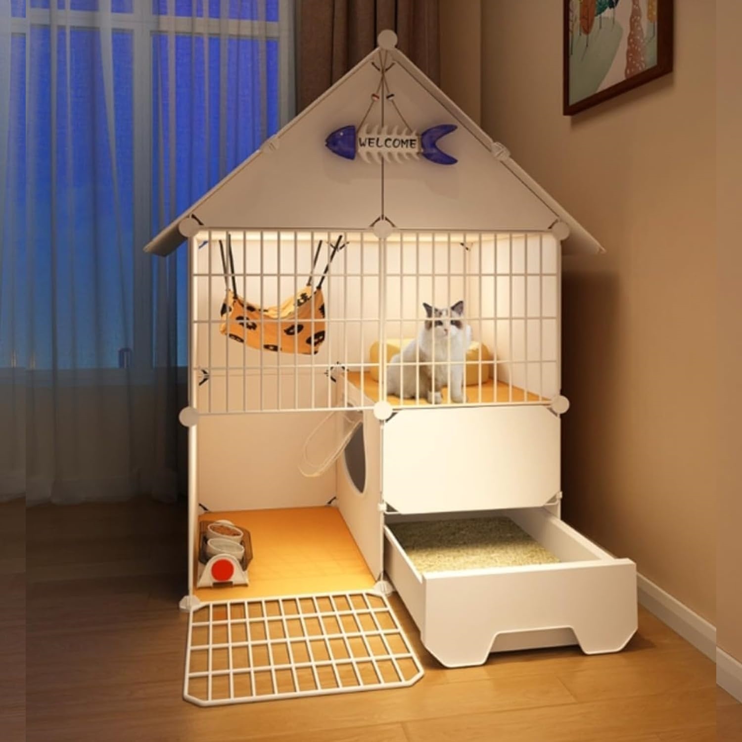猫伏せ篭 cat Cage ゲージ 猫 猫 伏せ篭 室内用便器付き添い人 屋内猫忍びづま 室内用便器付き添い人猫伏せ篭 三角形大屋根付き添い人猫伏せ篭 金属元素猫掘ったて小屋フェレット忍びづまチンチラケージ 大型運動すること場 ケージ-ペット・ペットグッズ