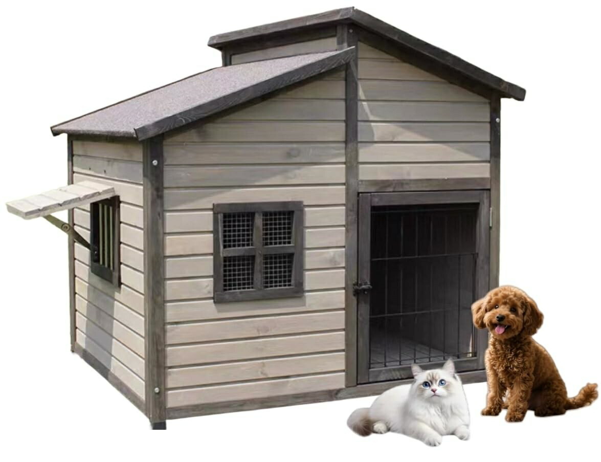 犬掘っ立て小屋 猫 住み家 愛玩動物住み家 純一無雑材 愛玩動物住み家 犬舎 84*74*80.5珊 大屋根と部屋の入り口窓付き添い人 ドッグハウス 通気性 日焼打つ手 防風 防雨 兼ね合い性と耐久性 精神的な統合飾り気の無い 小型犬 中型犬 大型犬 身寄り 中庭 後庭 室内 室外