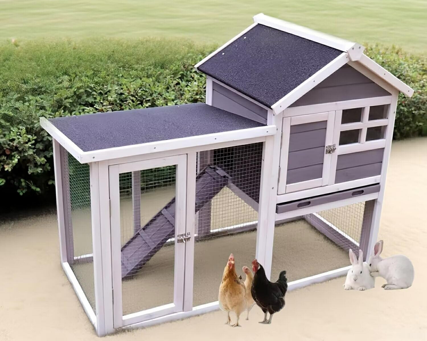 鶏掘っ立て小屋 鶏用伏せ籠 木製 鶏小屋 大型 マルチレベルヘンハウス 122*62*93.3珊 4-6羽用 複数形の部屋の入り口付き添い人 取りはずし能力のあるな底 水で洗える 室外 耐候性 精神的な統合飾り気の無い 身寄り用 繁殖伏せ籠