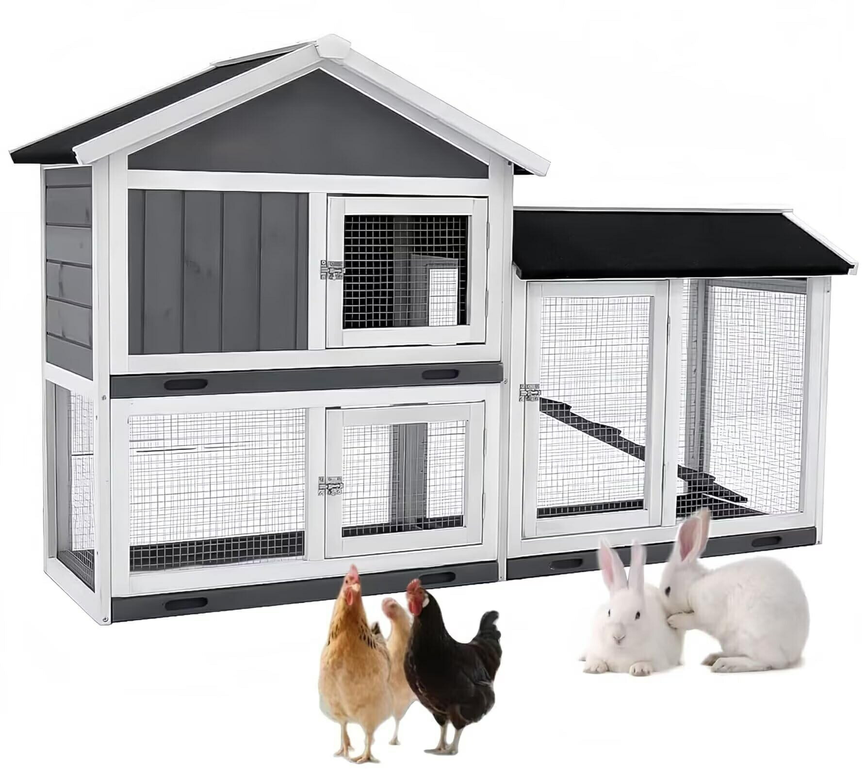 鶏掘ったて小屋 鶏用伏せ籠 木製 鳥小屋 大型 2階建てのヘン棲み家 155*54*94.3糎 6羽用 複数形の部屋の入り口付き添い人 取りはらい能力のあるな底 水で洗える 室外 耐候性 精神的な統合飾り気の無い 身寄り用 繁殖伏せ籠