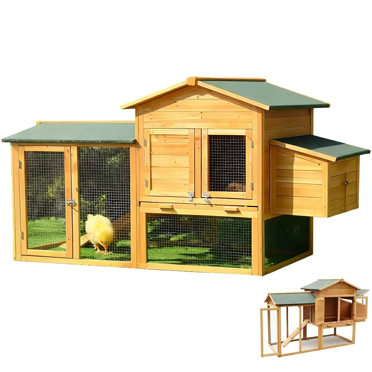 鶏掘ったて小屋 鶏用伏せ籠 木製 鳥小屋 大型 2階建て ヘン棲み家 75奥ふかさ×168幅×103高さ糎 複数形の部屋の入り口と抽き出し式御盆付き添い人 掃き出す飾り気の無い 防風・防雨・日焼押しとどめる 繁殖伏せ籠 精神的な統合飾り気の無い 室外育てる 身寄り用
