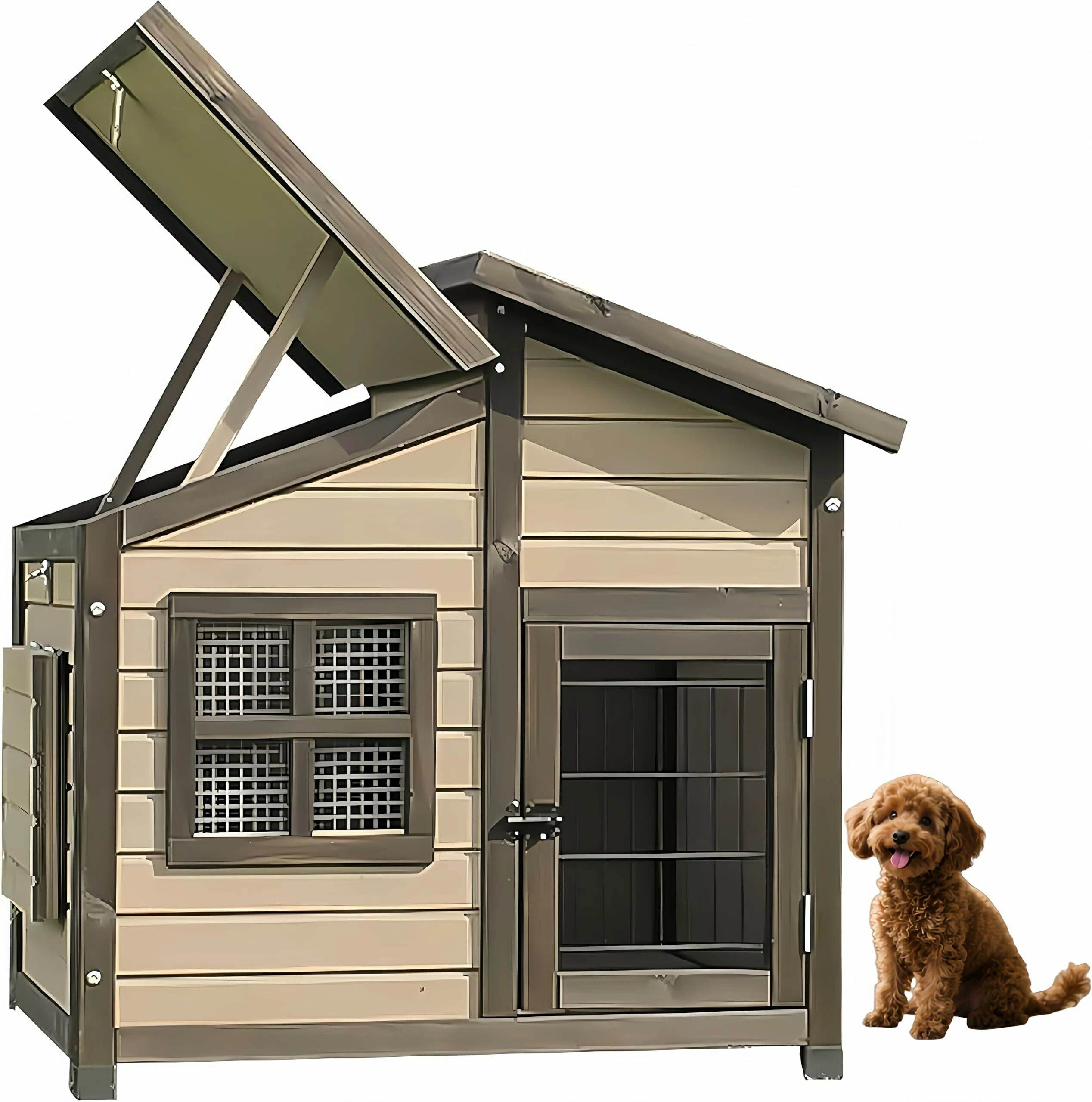 犬掘ったて小屋 醇乎たる材 愛玩動物棲み家 犬舎 84*74*80糎 大屋根と部屋の入り口窓付き添い人 ドッグハウス 通気性 日焼打つ手 防風 防雨 釣りあい性と耐久性 精神的な統合飾り気の無い 小型犬 中型犬 身寄り 中庭 後庭 室内 室外