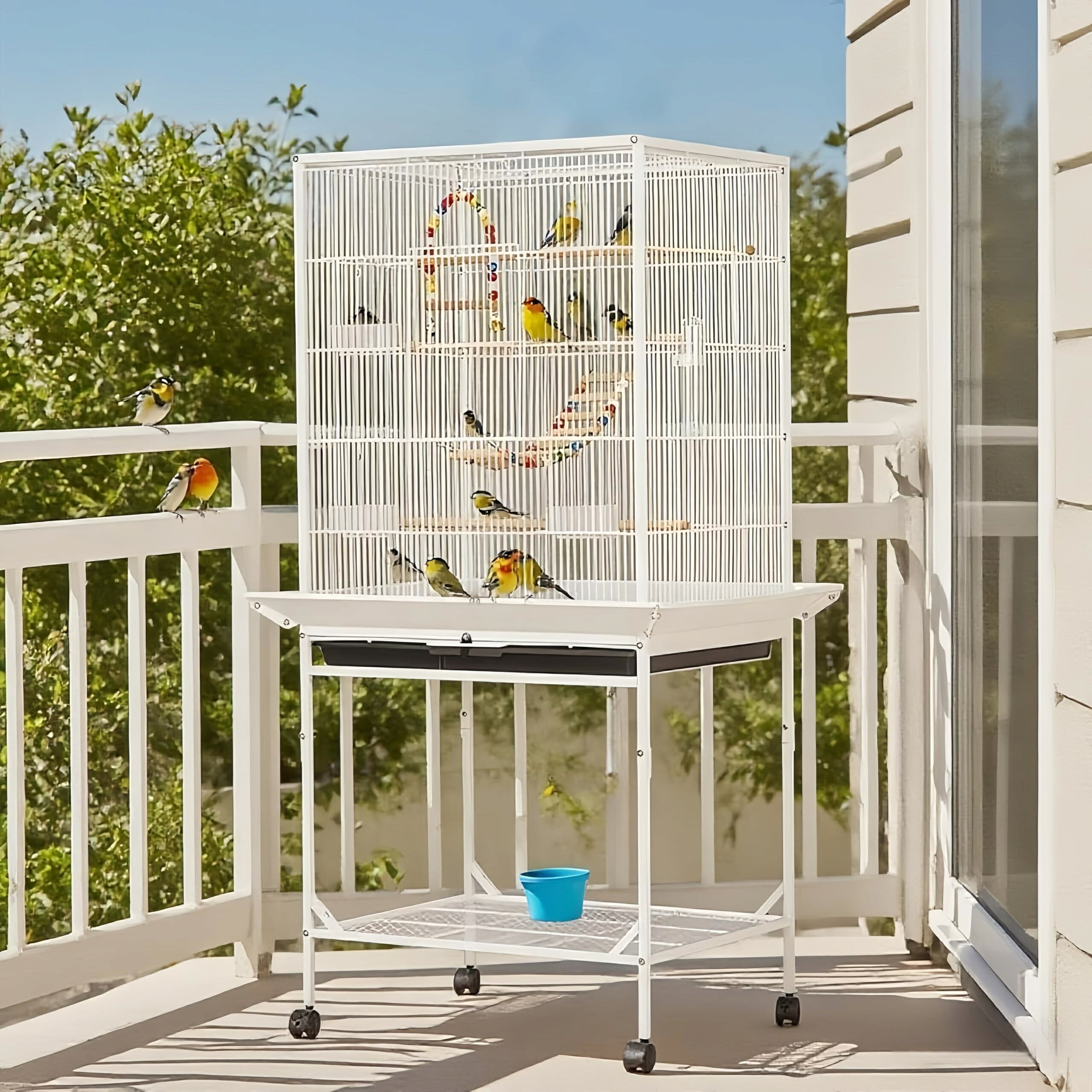 鳥ケージ 大型 鳥かご 高強度 豪華 大きい 鳥小屋 キャスター付き 簡単に移動できる お手入れ簡単 大型オウムケージ 餌入れ 給水器付き オウム ラブバードフィンチインコオカメインコ用 18,685円