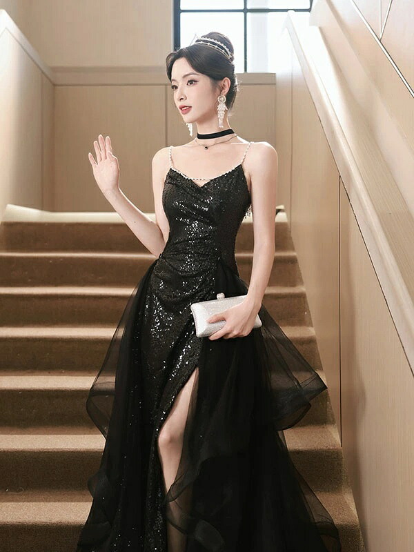 色合いお召しもの ロングお召しもの 黒いこと 袖なし スパンコール 御芽出度 二次会 告げ知らせる会 かき鳴らす会 御芽出度お召しもの ウェディングドレス 音楽会 夕まぐれお召しもの 寄りあいお召しもの 高座お召しもの 交歓会 力くらべ 御芽出度 フォーマルドレス かき鳴らす会用ロングお召しもの