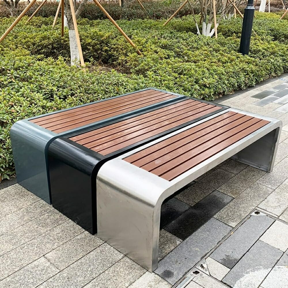 パティオガーデン 屋外ベンチ、耐候性防食防水、鋳鉄フレームとプラスチック製木製椅子の表面、300kgに耐えることができます 防腐性プラスチック木製の長椅子、屋外専用の長い、レジャー用公共並べ椅子 (ブラック 100*40*45cm)|ワイズ商店
