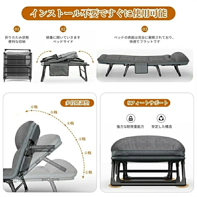 折り畳み臥榻 折りたたみ臥榻 シングル 長椅子臥榻 介護用臥榻 飾り気の無い臥榻 6座標軸リクライニング 精神的な統合不必要 耐荷重200KG