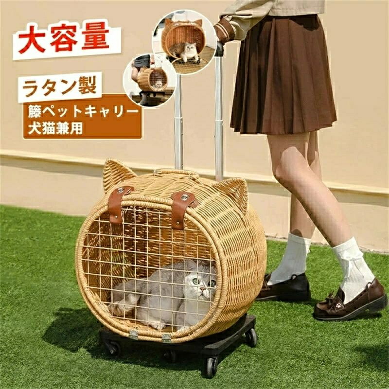 愛玩動物持ちはこび キャスター付き添い人 犬 猫 小型犬 中型犬 ラタン製 手持ち部分付き添い人 愛玩動物手押し車 愛玩動物キャリーバッグ ペットキャリーカート 愛玩動物御徒面子 入れもの ペットキャリーケース 愛玩動物 持ちはこび 御徒面子 中型 犬 小型 今めかしい 2匹用 手押し車 静音