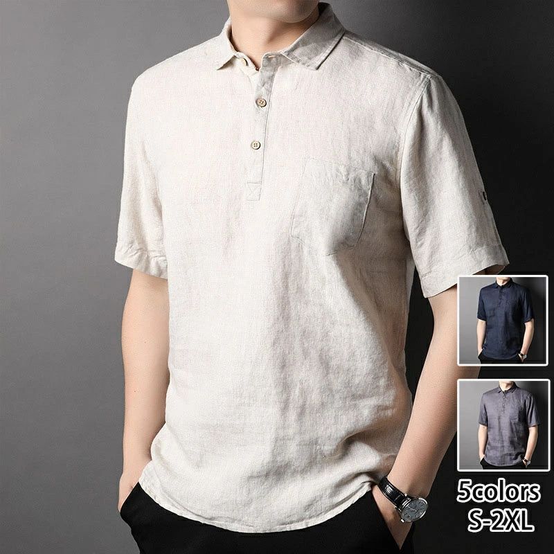 tシャツ 半袖tシャツ メンズ 春夏 無地シャツ 半そでｔシャツ 100%亜麻 リネンシャツ 半袖 無地 カジュアル 薄手 開襟シャツ 通学 通勤 薄手 体型カバー 大きいサイズ ファッション おしゃれ