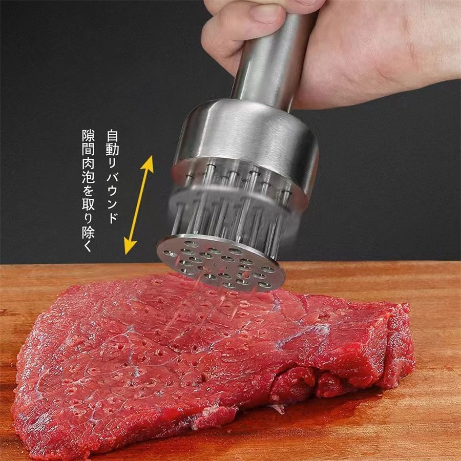 ミートテンダライザー肉筋切り器ステンレス鋼鋼 肉たたき ミートテンダライザー 21本刃 手動ビステキ鉄槌 とんかつ 勝手もと設備 くなる調味料が染み込み一皿分の料理用