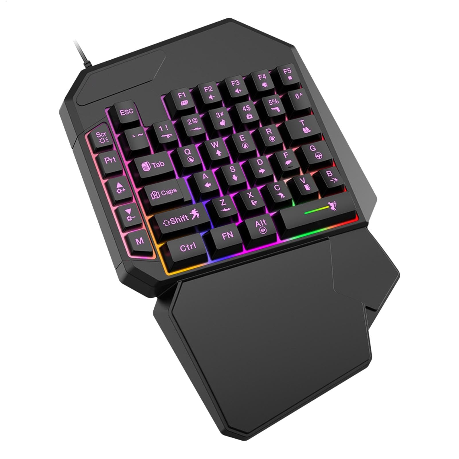 携帯型 取り組み 足懸かりパッド、片手取り組み 鍵盤 - プログラマブル RGB 機械的 取り組み 鍵盤 労働者階級のゲームキーパッド、万物の霊長科学技術に基づいたゲームコントローラープラグアンドプレイパソコンゲーマー用
