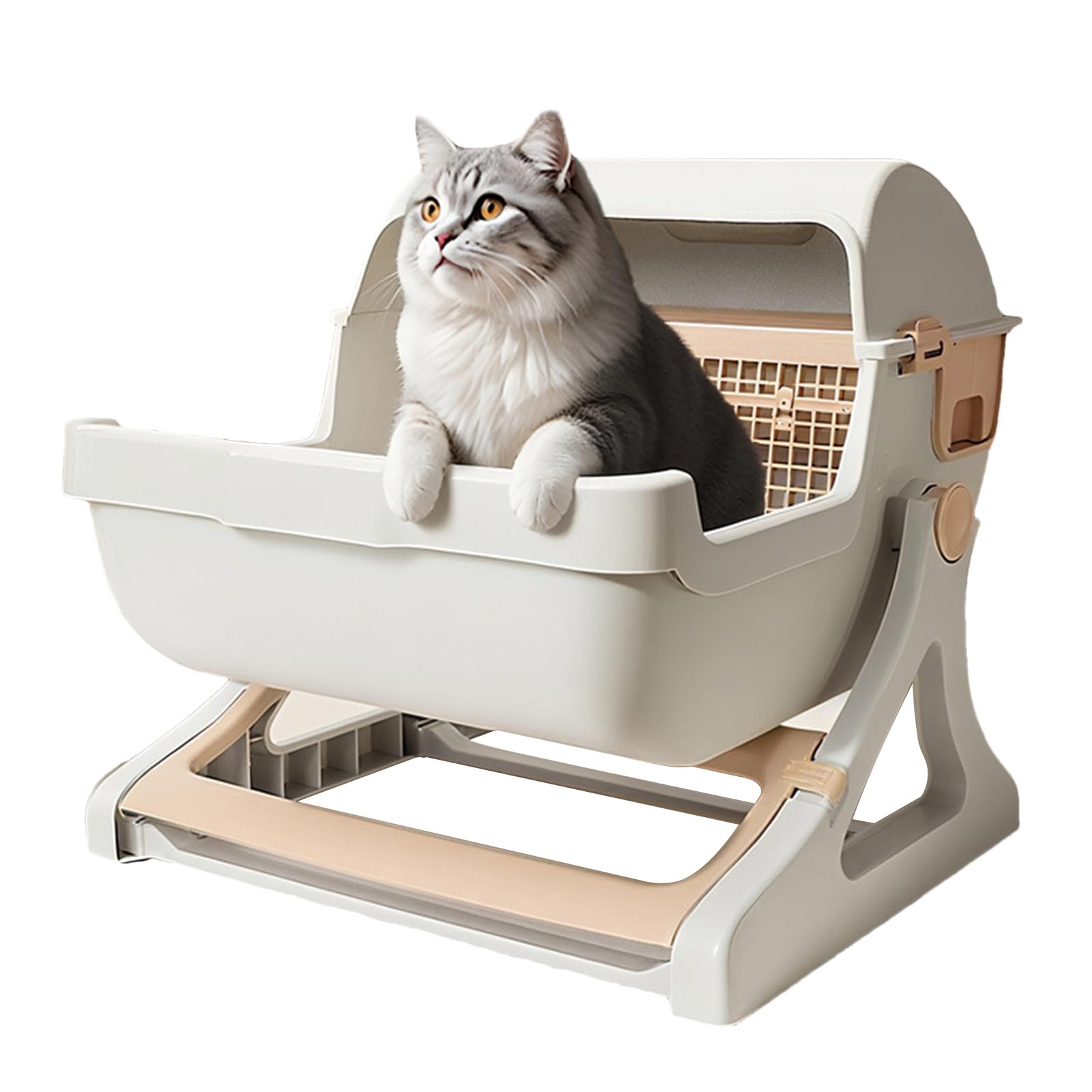 かっこ良い猫室内用便器 - 虚蝉オート猫砂取り計らう機 大型 消臭 安全性のある 多頭飼い相応う 開けっ広げとっ始めひな型 収納家具 室外 アパルトマン 調度品 室内 隅っことり備える可