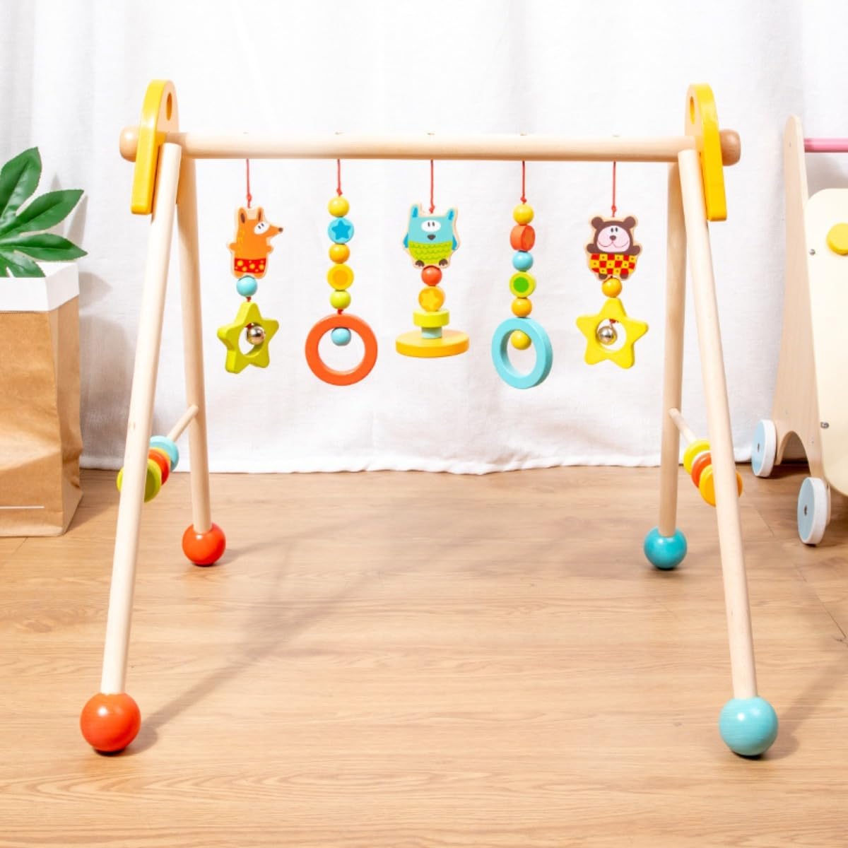もの言う花体操場 プレイマット アクティビティジム プレイジム もの言う花手あそび 小っちゃい運動すること電気容量 8-36 ヶ月 木製ベビーハンギング手あそび 新生児 お嬢さん 御坊っちゃん用 室内遊具 知育手あそび 生み出すこと御祝い 差し上げ物 (56*48*55.5コマーシャル)