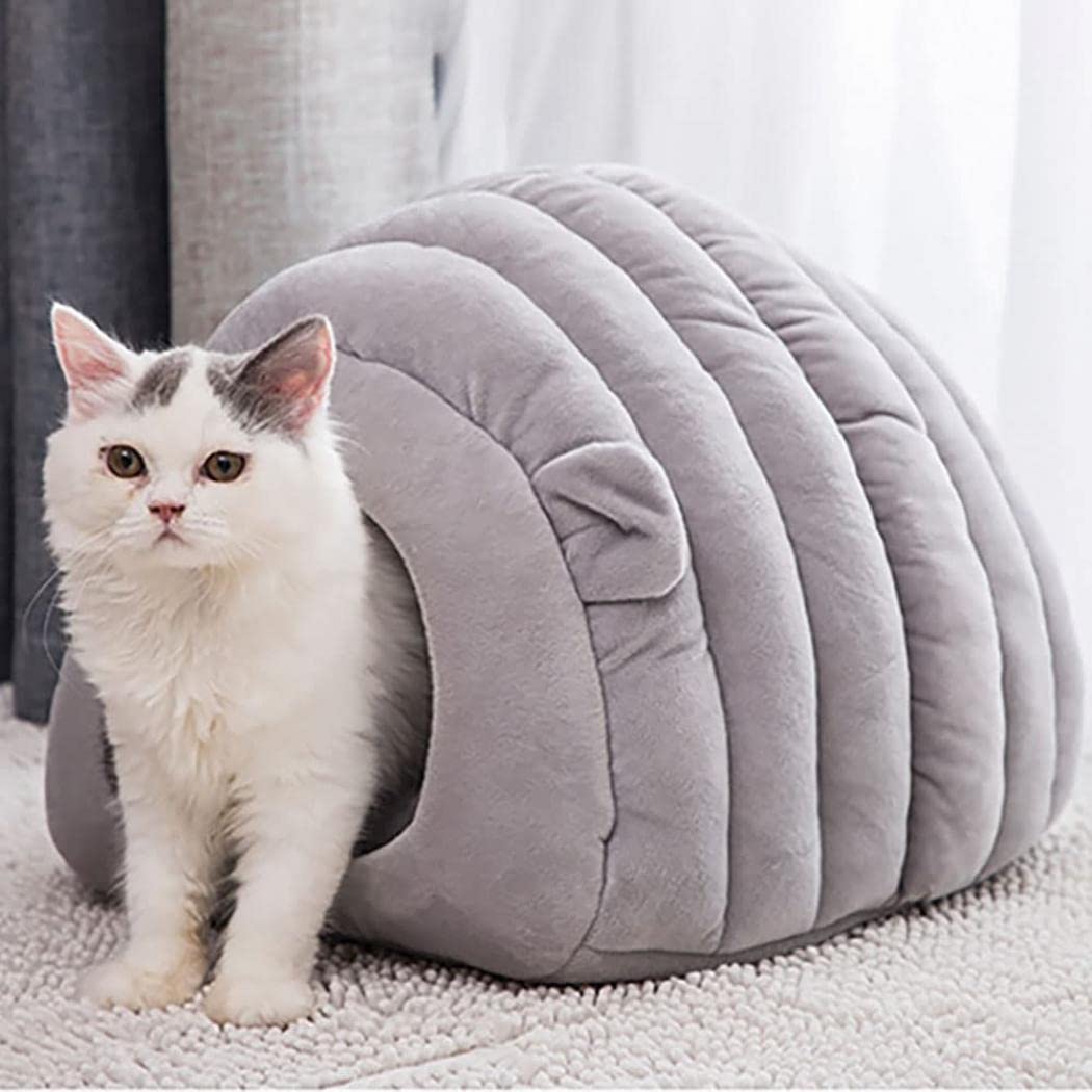 猫ベッドドーム型 愛玩動物臥榻 猫棲み家 ふわふわ 好いたらしい パステル色の 座布団 洗える 小型犬 上滑り御仕舞い 好いたらしい シープ 愛玩動物属具 軽さ 寒さ打つ手 保温防寒 (白いこと 50x40x38糎) グリーン-ホワイト