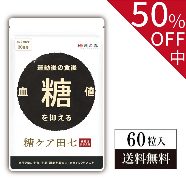 楽天市場 クーポンで半額 糖尿病 血糖値 糖ケア田七 60粒 下げる サプリメント サプリ おすすめ 糖質 薬 糖質制限 サポニン 田七人参 抑える ジンセノサイド 有機 ランキング 和漢の森 送料無料 血糖値を下げる 糖尿病ケア ヘモグロビンa1c カット サラシア