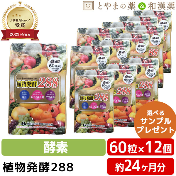 【本日P2倍】植物発酵 288 12個 セット | フルーツ 植物性 乳酸菌 アマニ油 酵素 オメガ3 サプリメント アマニオイル 生酵素 野菜 男性 女性 日本製 乳酸菌 ビューティー 敬老の日 敬老 おすすめ ギフト 健康食品 サプリ｜とやまの薬＆和漢薬